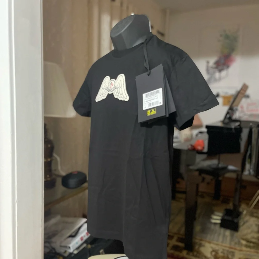 NWT Men’s Size Small Moncler X Palm Angels Wing Logo Tee 100% Cotton In Black - Picture 9 of 17